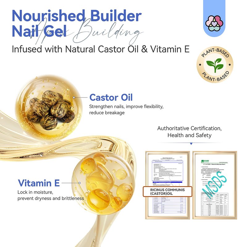 SAVILAND Clear Builder Nail Gel: 8 in 1 Gel Builder for Nails with Vitamin E & Castor Oil, Plant-Based Nail Strengthener Thickening Extension Gels in a Bottle Fix Curved Nails Home Nail Art DIY