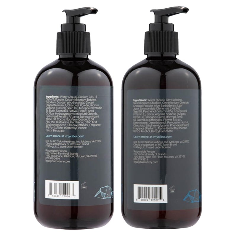 CIBU for Men Charcoal Shampoo and Conditioner Bundle - 12oz Deep Clean Men’s Volumizing Shampoo - 12oz Hydrating and Volumizing Charcoal Cleansing Conditioner - Promotes Healthy Hair and Scalp