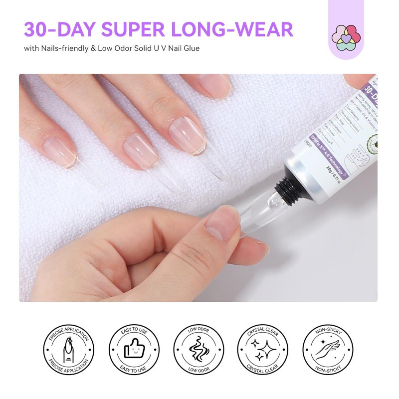 SAVILAND SSPro X Gel Nail Glue: 30-Day Long-Lasting Solid Nail Glue Gel Strong Adhesive Glues 20 g U V Curing Needed Nail for Press On DIY Manicure Home Use