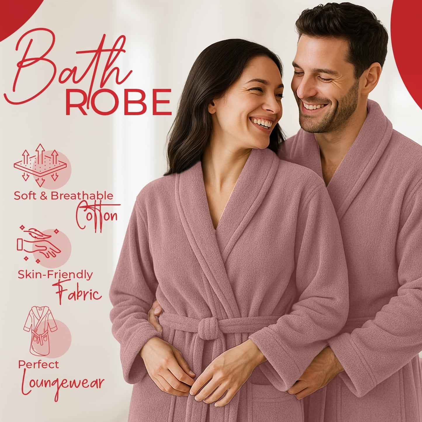 RIVERSIDE Premium 100% Cotton Terry Bathrobe For Women and Men - Soft Towel Robes with Shawl Collar Ajdustable Belt & Pockets