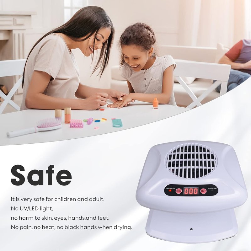 Gegong Air Nail Dryer - 300W Automatic Sensor Fan for Hands & Feet | Warm & Cool Wind, Light Blue