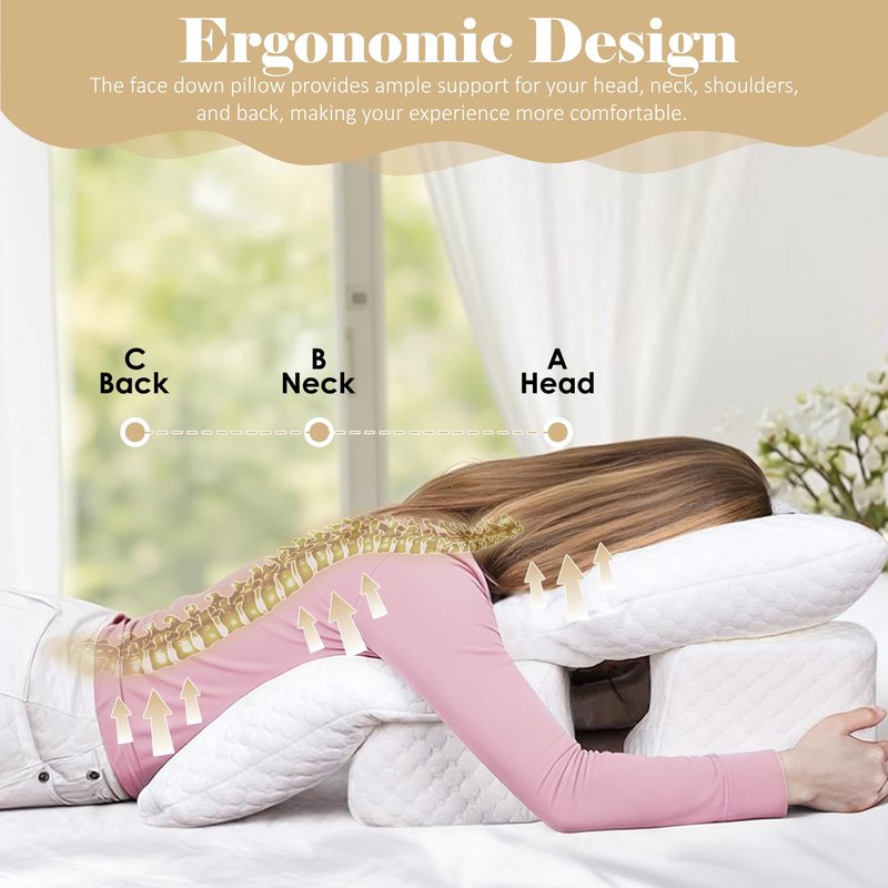 BEYOUDO Face Down Pillow After BBL or Eye Surgery, Home Massage Pillows Face Down Chair for Sleeping & Stomach Sleeper, Soft BBL Adjustable Prone Massage Pillows with Removable Cover