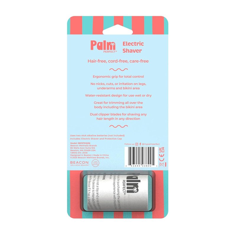 PalmPerfect Electric Shaver for Women - Bi-Directional Triple Blade Razor for Legs & Bikini Line - Portable Wet/Dry Design
