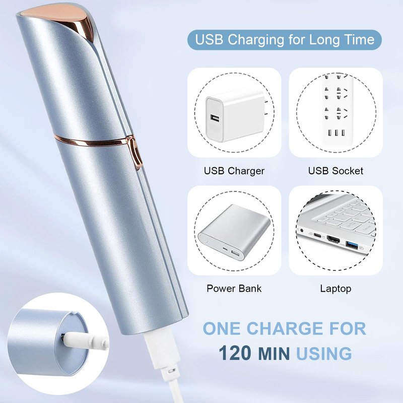 innobeaut Facial Hair Removal for Women, Electric Painless Facial Hair Remover for Face, Lip, Chin with USB Rechargeable, Blue(Device Only)