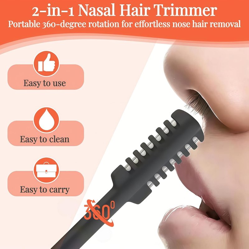 2-in-1 Nasal Hair Cutter - 360° Rotating Double-Sided Blade, Washable Grooming Tool | Travel Essential, Multicolor 3-Pack