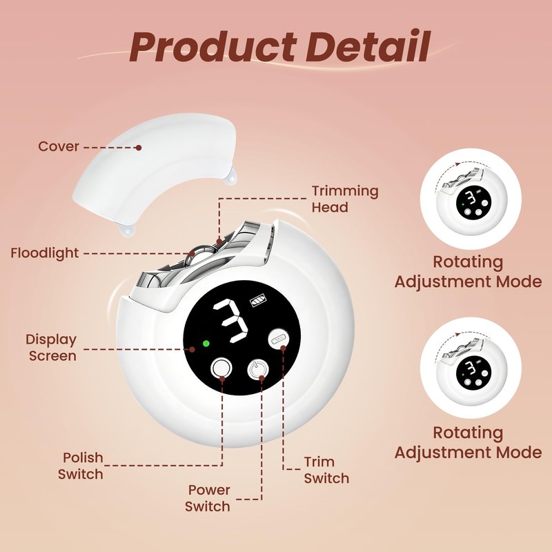 Electric Nail Clipper Upgraded 3 in 1 Automatic, Baby Nail File, 3-Speeds, Polishing Automatic Nail Trimmer with Nail Chip Storage & LED Light, Gifts for Women Men Baby Senior Adult (White)