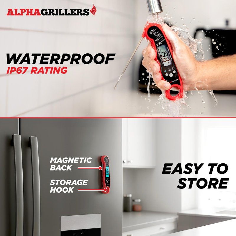 Alpha Grillers Meat Thermometer Digital – Instant Read Food Thermometer for Cooking & Grilling – Professional Kitchen Fathers Day Gift for Dad Men Him Husband