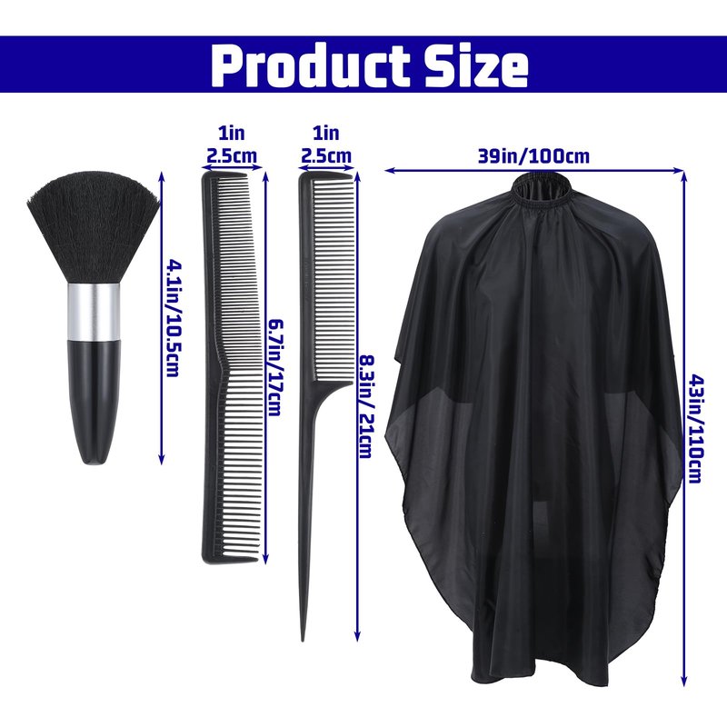 Ckhoid 9Pcs Professional Hair Cutting Capes, Salon Barber Capes with Neck Duster and Combs Brush, Large Size Salon Barber Cape with Adjustable Snap Closure for Men, Women Hair Stylist