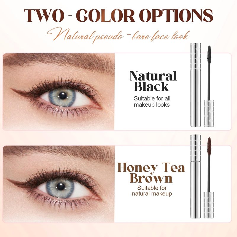 Metal Wand Mascara 2 Pcs, Waterproof Tubing Mascara for Length and Volume, Brushless Lash Primer with Long Curling Natural Finish (Black)