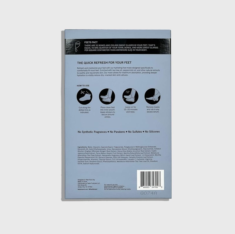 Hydrating Foot Mask - Tea Tree & Peppermint | Ultra Moisturizing 3-Pack for Soft Heels & Calluses