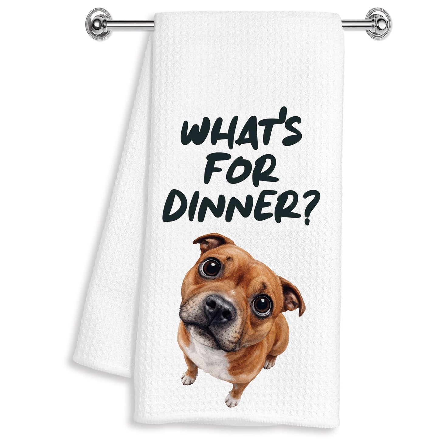 YXYBF Pitbull Gifts Hand Dish Tea Towels for Kitchen Decor 16x24 Inches, Pitbull Gifts for Women Men, What's for Dinner Funny Pit Bull Terrier Kitchen Towels Decorative