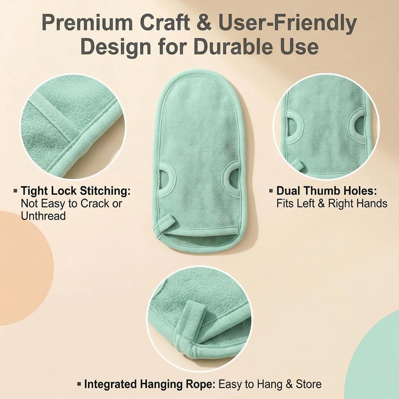Erioctry 3PCS Reusable Bathing Shower Mittens Soft Back Rubbing Gloves Exfoliating Body Wash Massage Spa Mitt for Adult and Kids Family (Color Random)