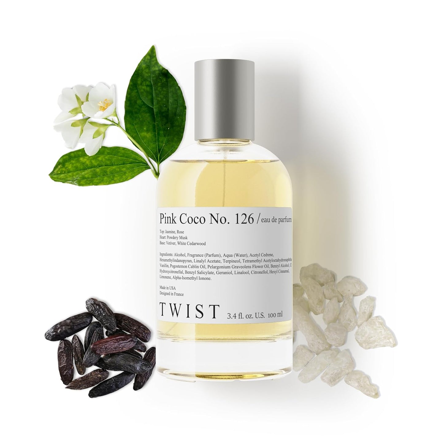 Twist Pink Coco No. 126 - Inspired by Narciso Poudree, Long-Lasting Perfume for Women, Vegan, Clean Ingredients, Jasmine & Narciso Poudree – Spray 100 ml | 3.4 fl. oz.
