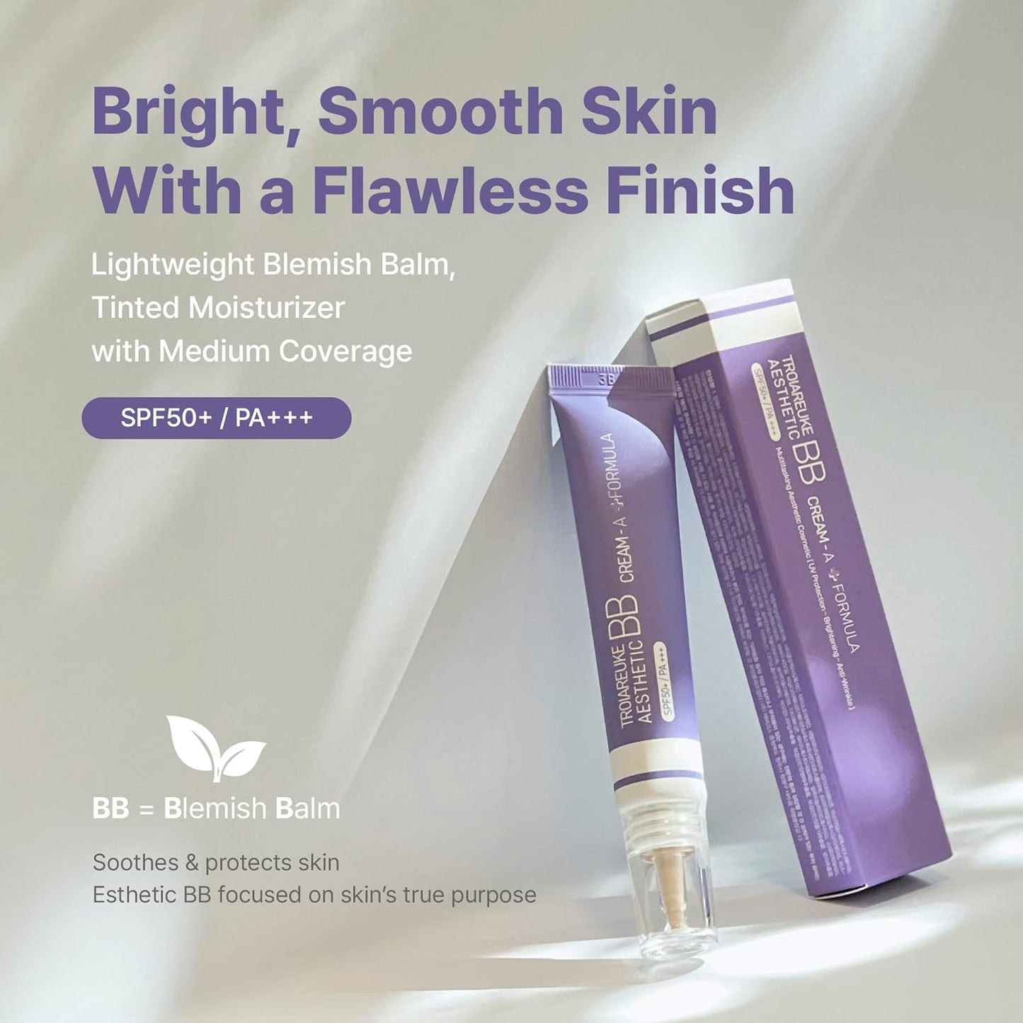 TROIAREUKE Aesthetic BB Cream A+ Formula - Lightweight Tinted Moisturizer for Oily Skin | 21 Beige, SPF50+ PA+++