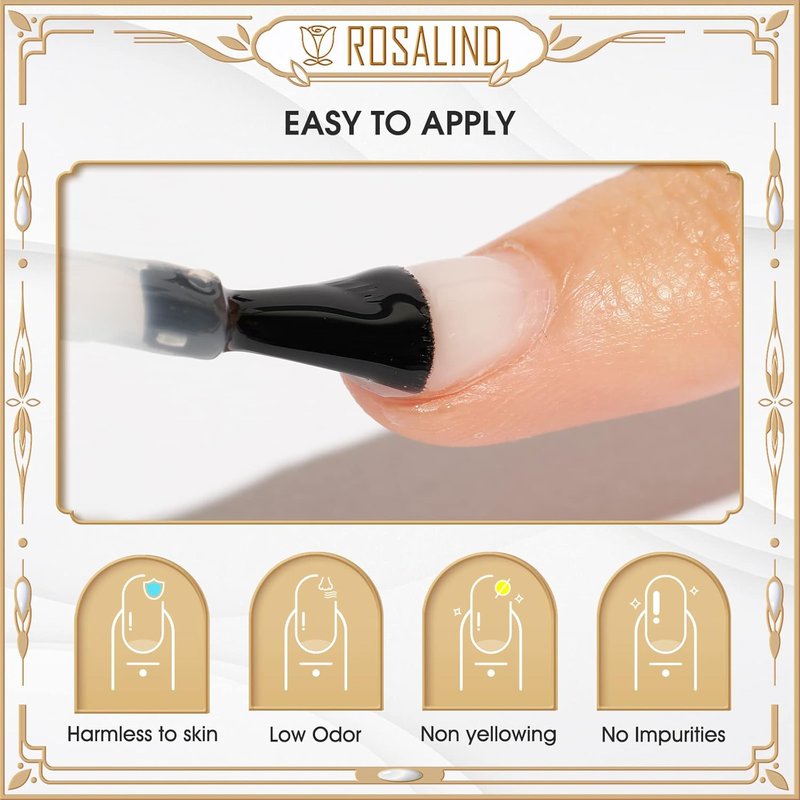 ROSALIND Nail Primer & Base Coat Set - 4 PCS 10ML Quick Drying Glossy & Matte Gel Polish for Long-Lasting DIY Nail Art