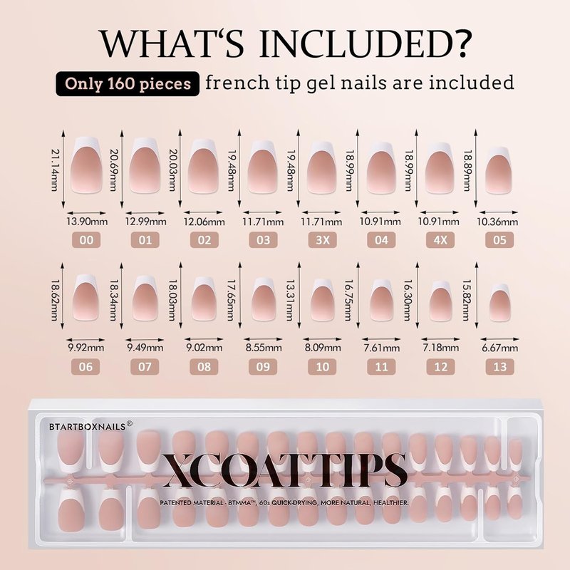 French Tip Press-On Nails - Brown Short Coffin Gel Nail Tips | Easy DIY Nail Art