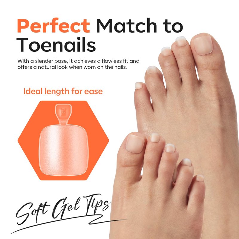 Modelones Short Square Toe Nail Tips 510Pcs 15 Sizes Press On Toenails Squoval Soft Gel Tips Full Cover Matte Fake Toe Nails Extensions Pre-Etched Toe Tips for DIY Salon Use