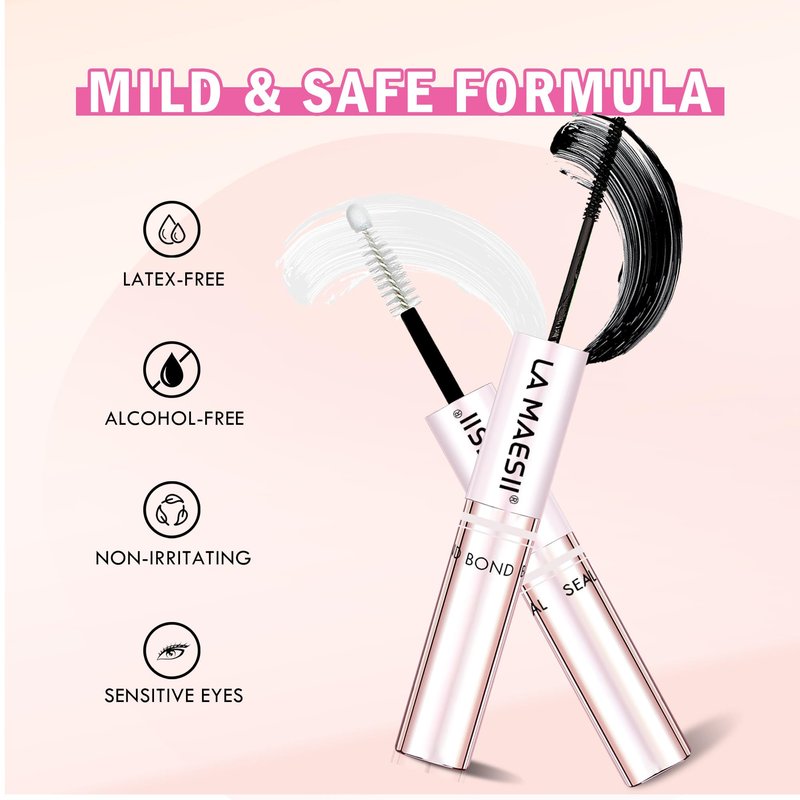 Lash Bond and Seal Waterproof, Cluster Lash Glue Bond and Seal Lash Glue, Strong Hold 72h for Eyelash Clusters, Latex Free Sensitive Eyes Available 10ML (Pack of 2)