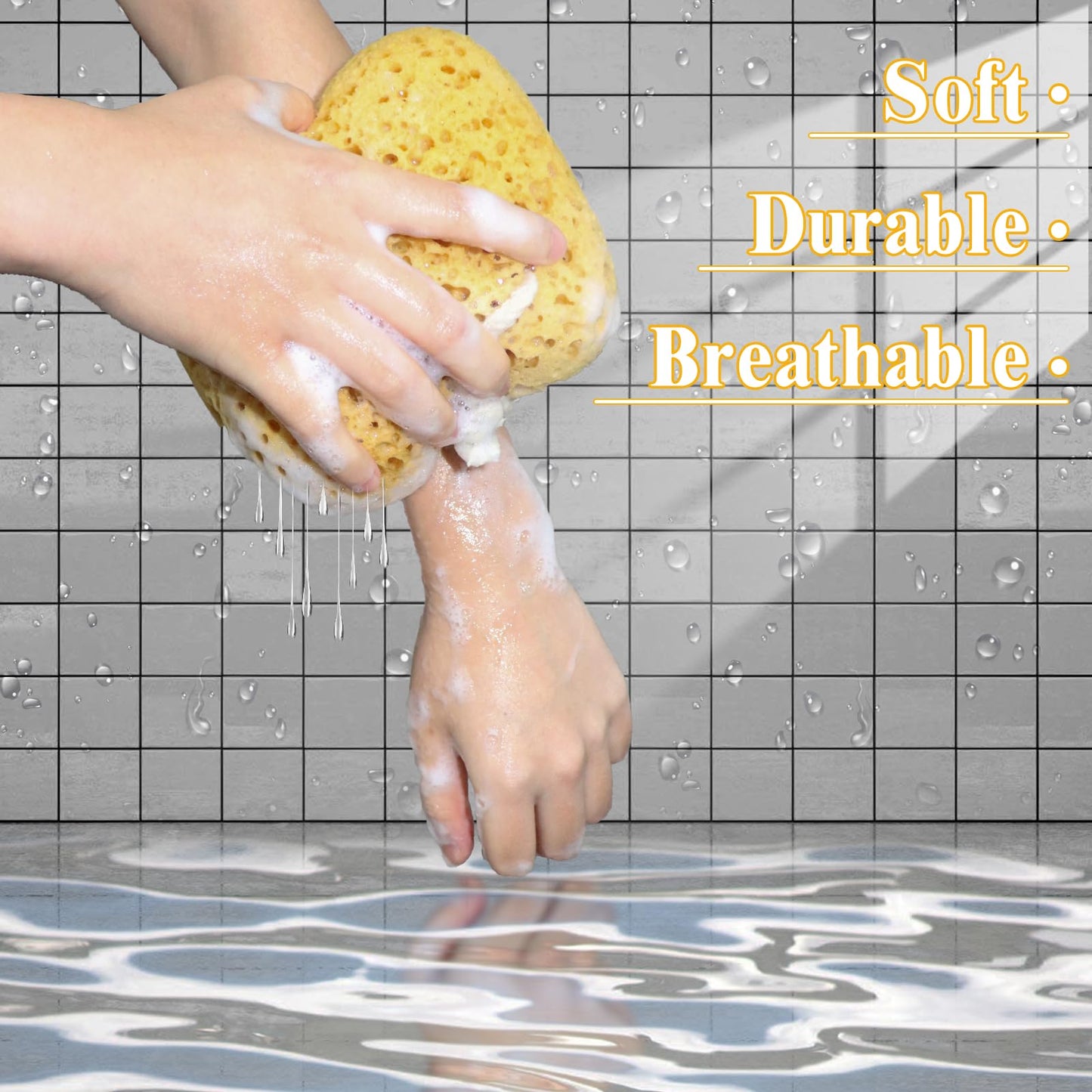 3Pcs Bath Sponges,Larger Shower Sponges for Women Men, Exfoliating Body Sponge Dense Foam for Gentle & Deep Cleansing, Ultra-Soft for Sensitive Dry Skin