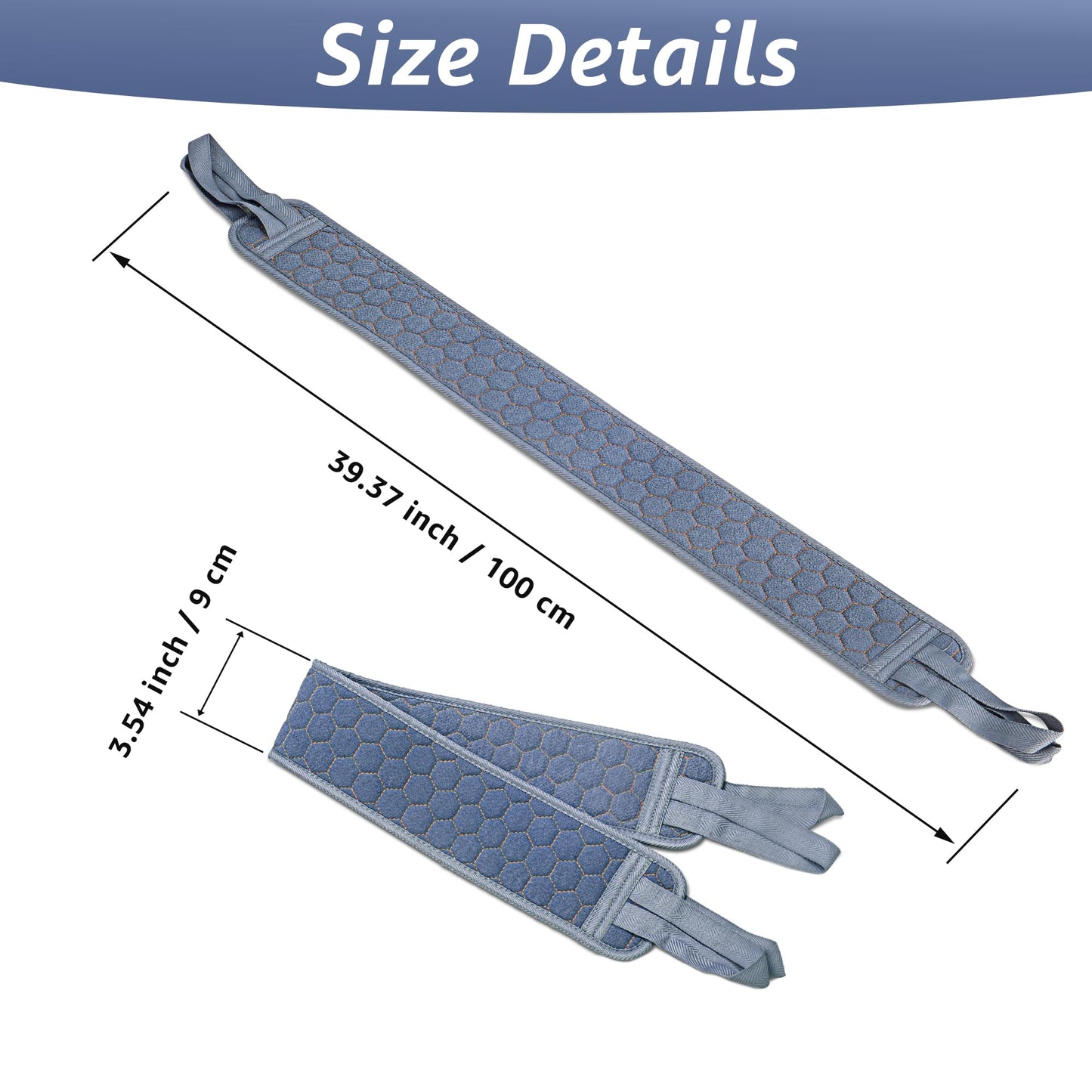 Culture Gifts 39.37 Inch Exfoliating Back Scrubber with Handles, Extended Exfoliating Back Scrubber for Shower, Soft Double-Sided Body Exfoliator for Deep Cleaning Your Skin for Men & Women, Blue