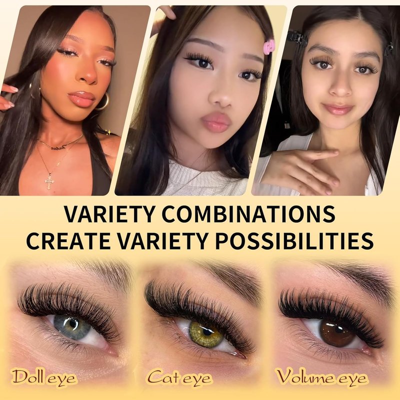 QUEWEL Lash Clusters Kit - 320 Pcs 30D & 40D Eyelash Extensions | Wispy 9-16mm with Bond & Seal Glue