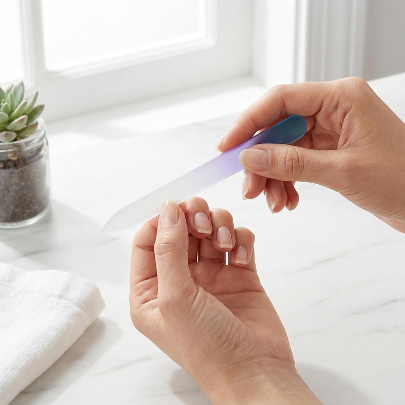Plman Glass Nail Files Set - 3PCS Coarse & Fine Nail Files with Cases for Natural Nails | Perfect for Manicure Salon