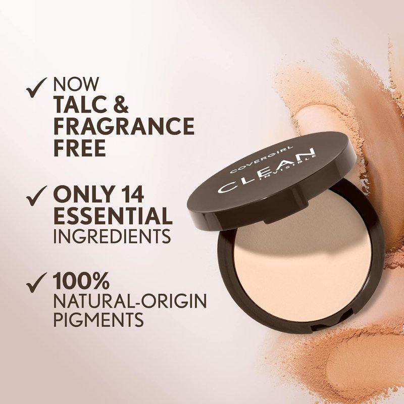 Covergirl Clean Invisible Pressed Powder - Lightweight Vegan Formula | Creamy Natural 120, 0.38oz