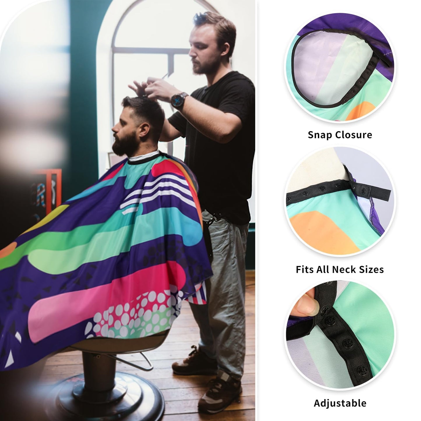 YELEGI Professional Hair Cutting Cape(2Pcs), Salon Barber Cape with Adjustable Snap Closure, Waterproof Hair Dye Color Cape Hair dressing stylist apron (Star & Colorful)