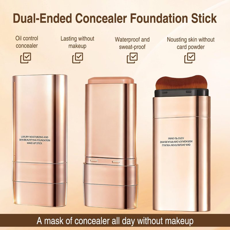 Skiennix Dual-Ended Concealer Foundation Stick - 3-in-1 Lightweight Formula for All Skin Types | #01 Bright White