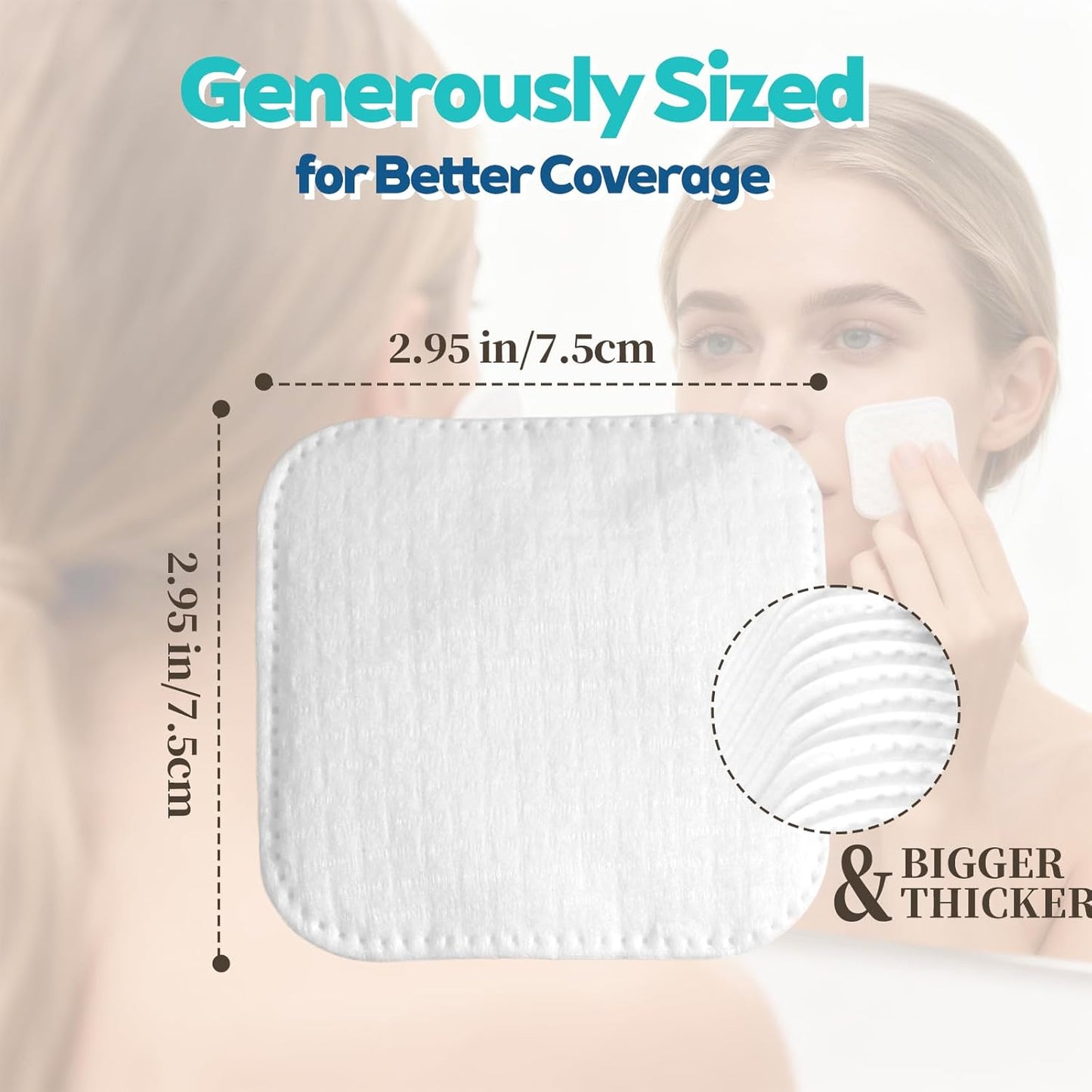 Skiennix Soft Cotton Pads - Lint-Free, Gentle on Sensitive Skin | 70 Count for Makeup Removal & Cleansing