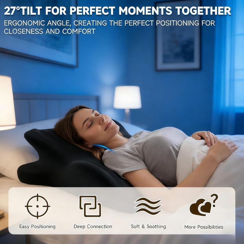 Ergonomic Memory Foam Wedge Pillow - Back & Prone Support Cushion | 27° Angle for Optimal Comfort (Black)