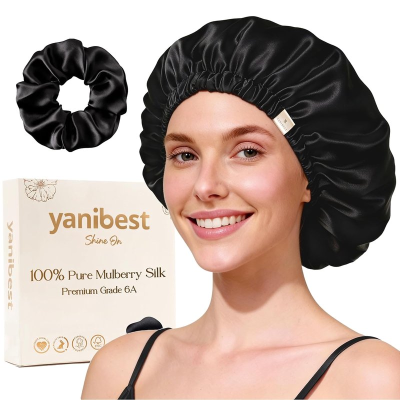 22 Momme 100% Mulberry Silk Sleep Cap - Adjustable Bonnet for Women | Hair Protection & Comfort