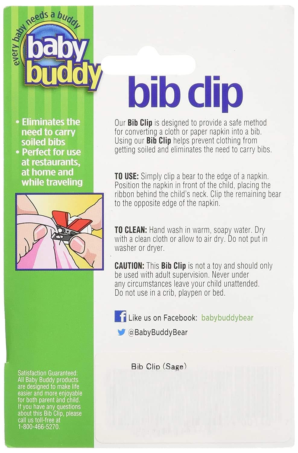 Baby Buddy Baby Bib Clip Turns Any Cloth, Towel, or Paper Napkin Into Instant Disposable Bibs, Travel Accessories, Essential Item for Baby Gifts, Feeding Supplies for Baby, Newborn and Up, 1pk, Pink
