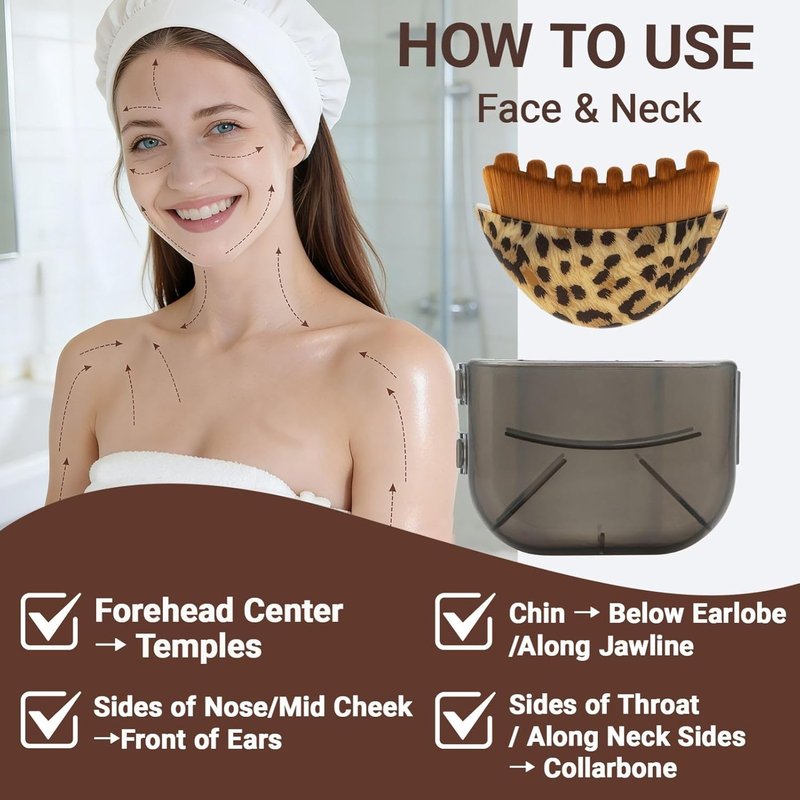 Lymphatic Contour Face Brush - Leopard Print Sculpting & Lifting Tool | Ergonomic Design for Face, Chin & Neck