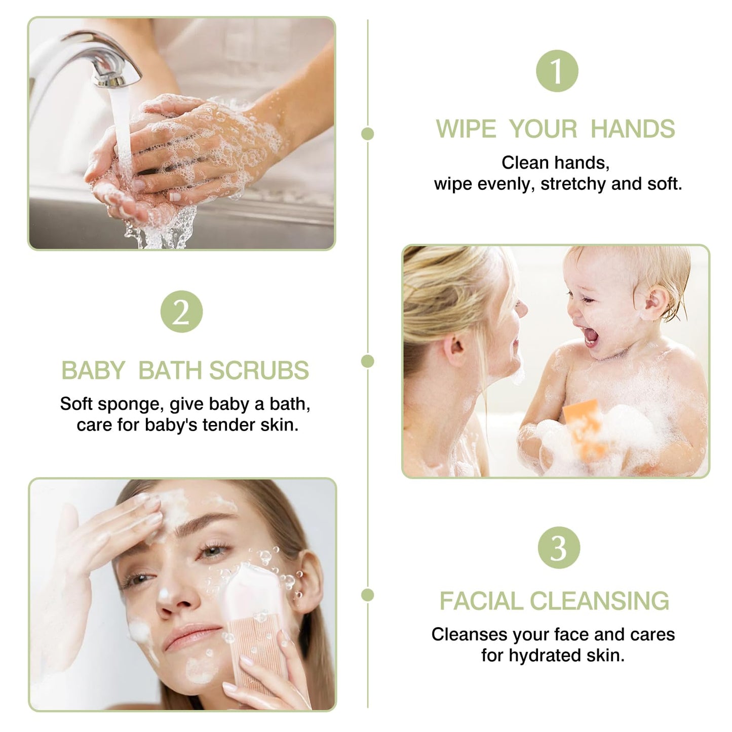 2PCS Cradle Cap Brush, Baby Bath Sponge - 2-in-1 Brush & Sponge for Scalp Treatment, Sensory Therapy, and Bath Time Care