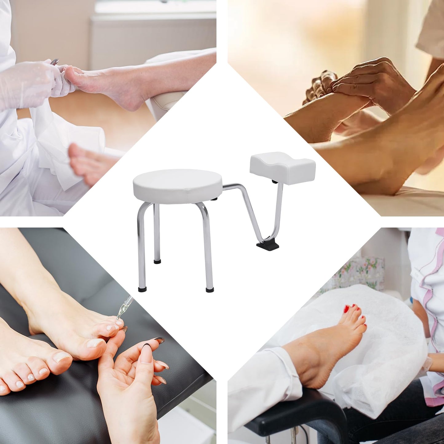 SODONAD Salon Pedicure Stool, Pedicure Foot Rest Stool Chair, Height Adjustable Leg Rest PVC Leather Pad Foot Rest Chair for Manicurists, Pedicurists, Tattoo Artists, Makeup Artists