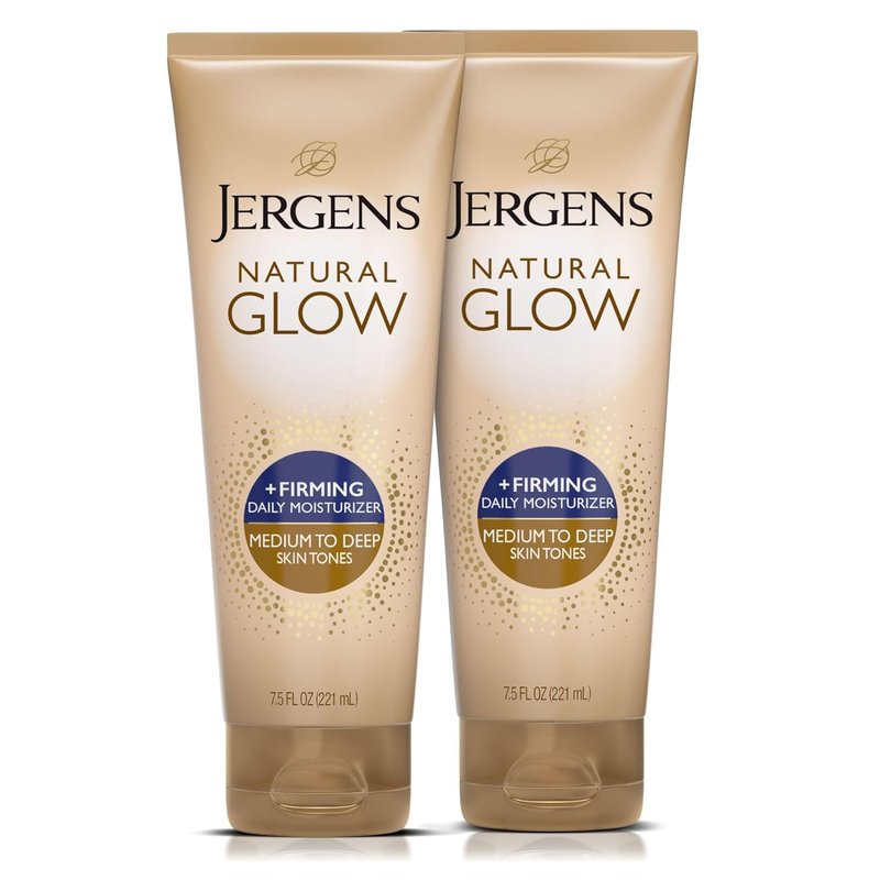 Jergens Natural Glow Self Tanner Lotion - Firming Moisturizer for Medium to Deep Skin Tone | 7.5 Oz, Pack of 2