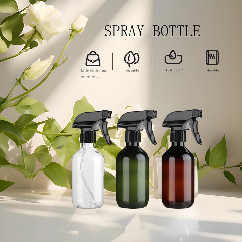 Likealot 2 Pack Leakproof Spray Bottles 300ml - Adjustable Nozzle (Mist/Jet), Refillable PET Plastic for Hair, Cleaning, Plants, Travel | BPA-Free, No-Spill Design, Salon & Home Essentials (Clear)