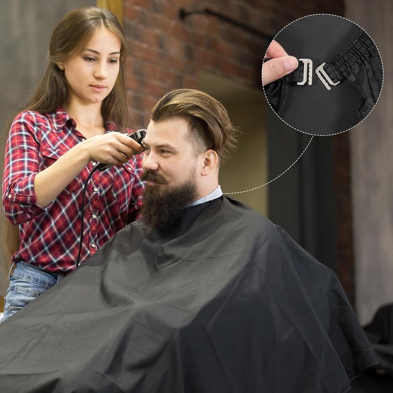 Professional Hair Cutting Capes - 10 Pcs Adjustable Waterproof Barber Capes for Adults | Black