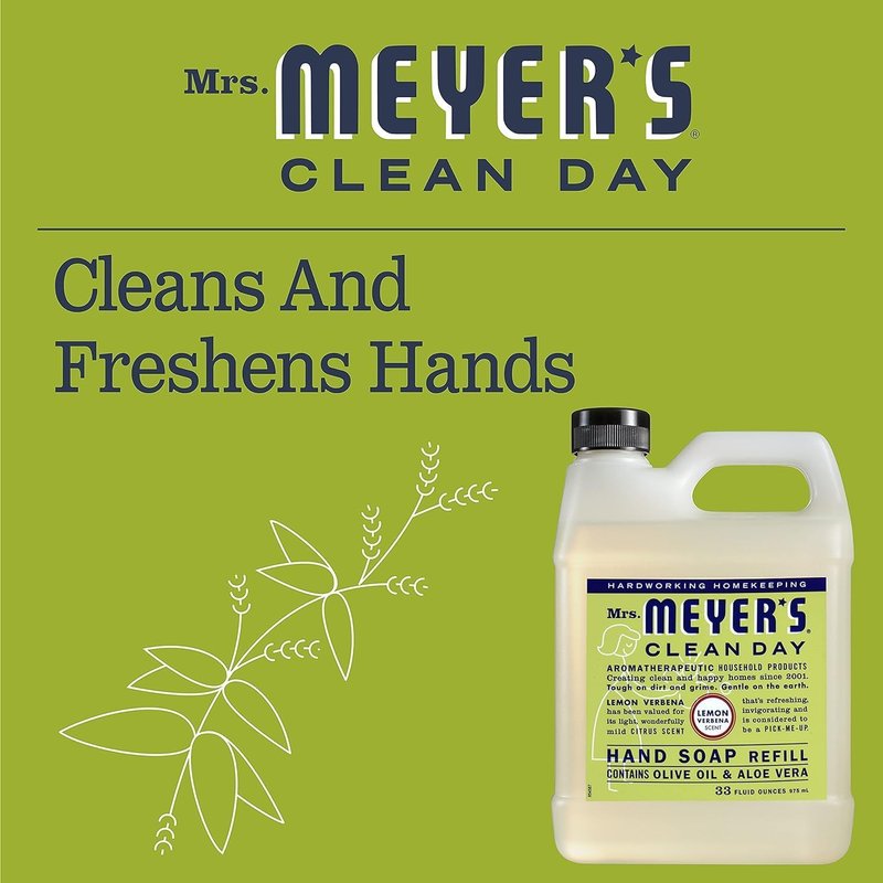 Mrs. Meyers Liquid Hand Soap Refill - 33 Oz Lemon Verbena Scent | Eco-Friendly Pack of 6