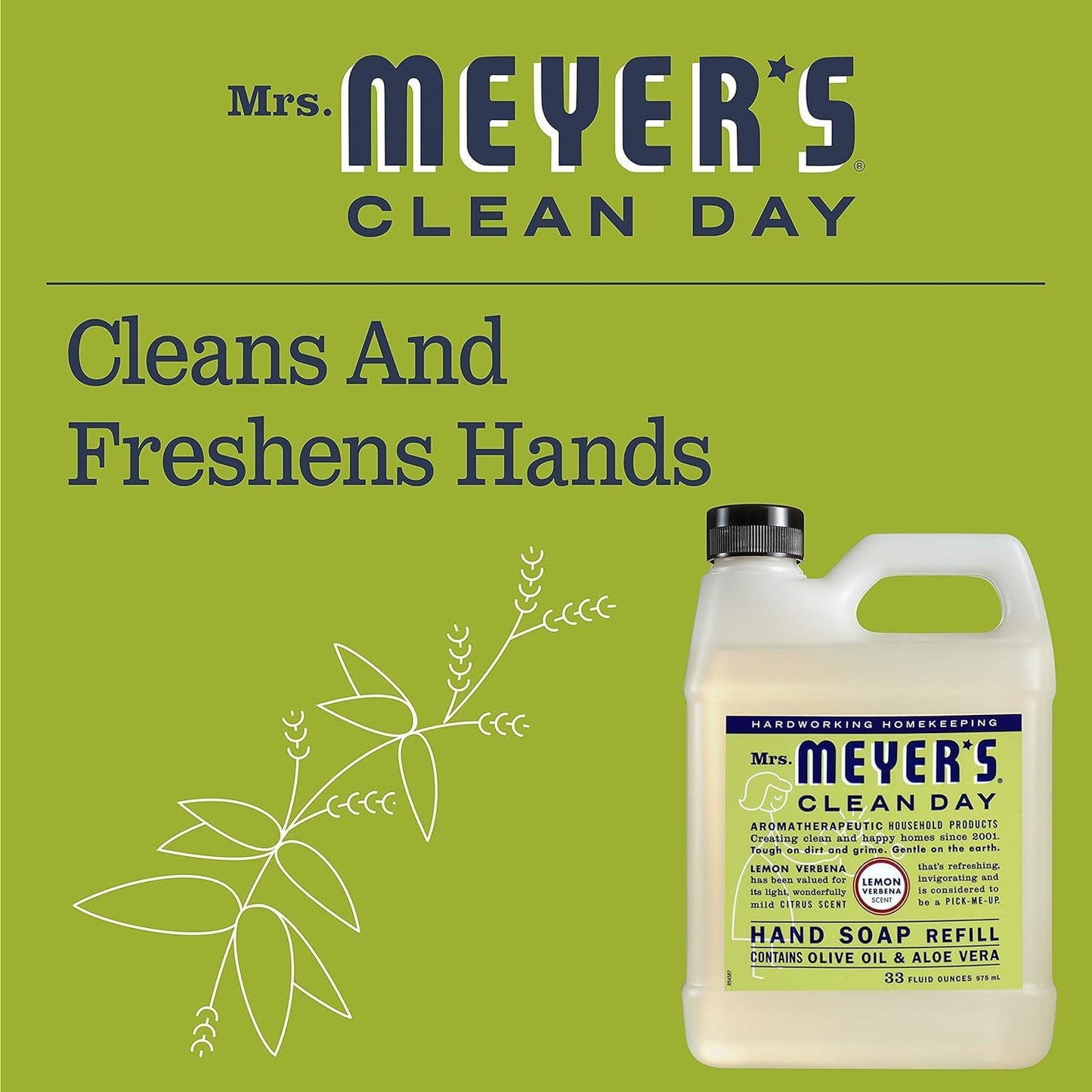 Earth Friendly, Mrs. Meyers Liquid Hand Soap Refill 33 Oz Lemon Verbena Scent - Pack of 6
