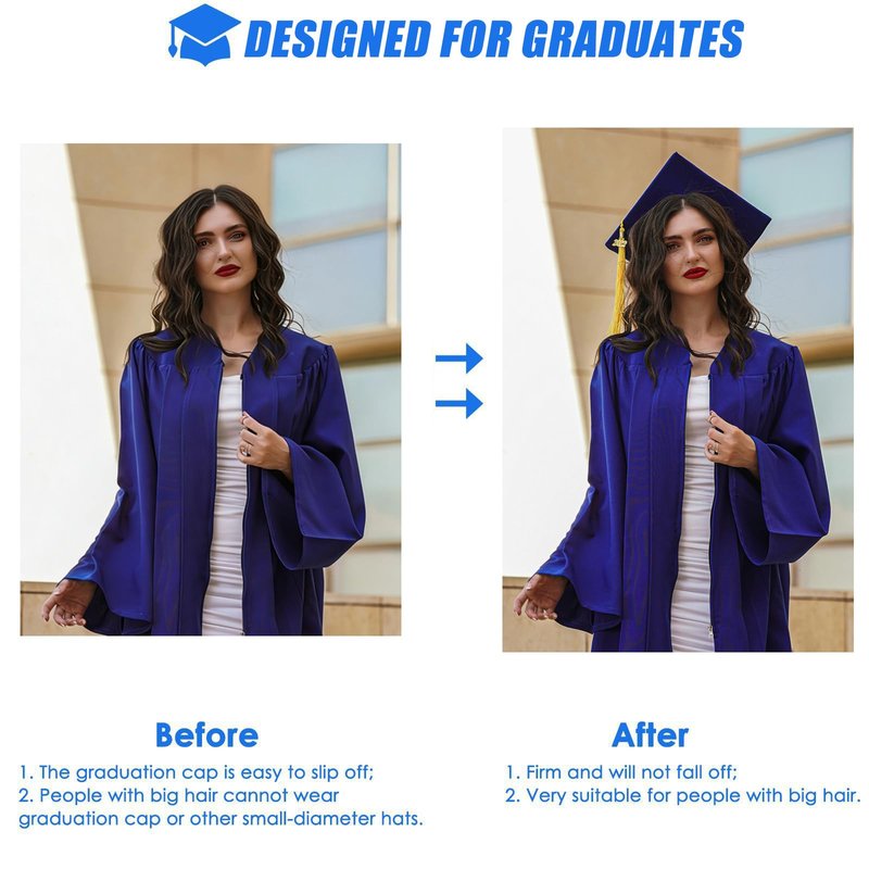 FLCCTMZ Graduation Cap Headband Insert, Firm Anti-fall HairBand for Graduation Hat Headband Grad hat Holder decorations Accessory for Graduates, Students, Women (Grad Cap Not Included)