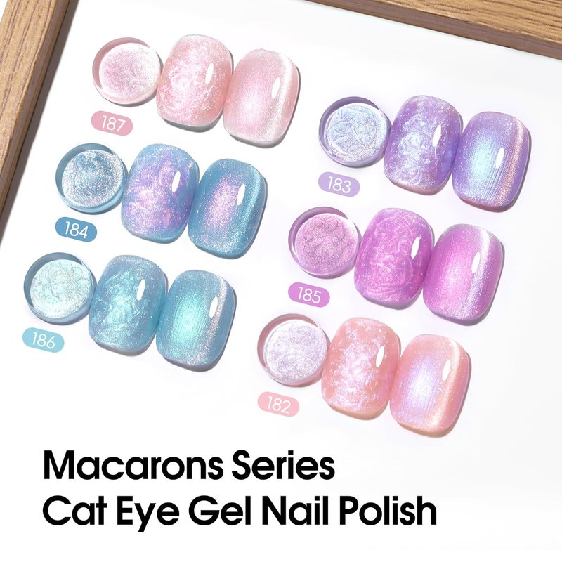 PEACECOLOR Cat Eye Gel Nail Polish Magnetic Shimmer Pearl Nail Polish with Magnet 6 Colors Spring Cateye Gel Polish Iridescent Chrome Mermaid Drawing Swirl Shell Thread Effect Gifts for Women