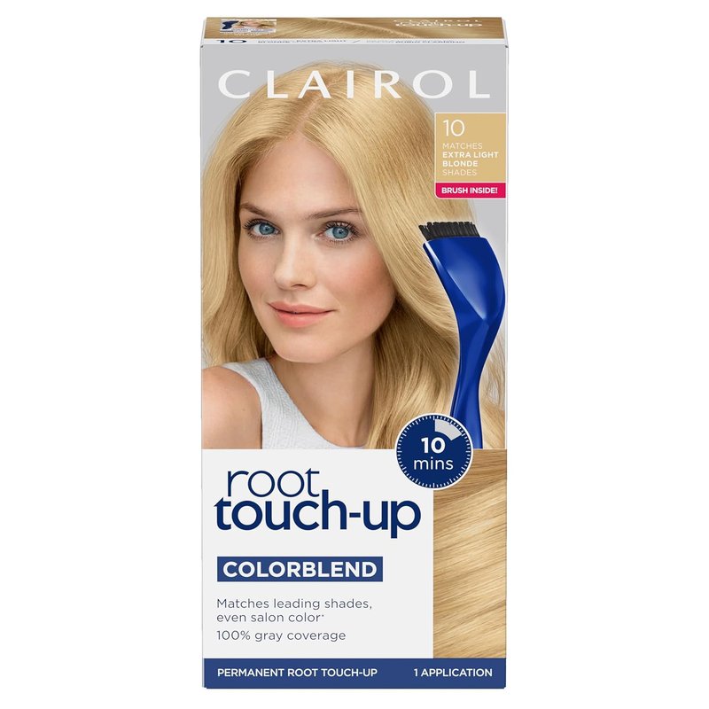Clairol Root Touch-Up Permanent Hair Dye - 10 Extra Light Blonde | 100% Gray Coverage | Easy Brush Application
