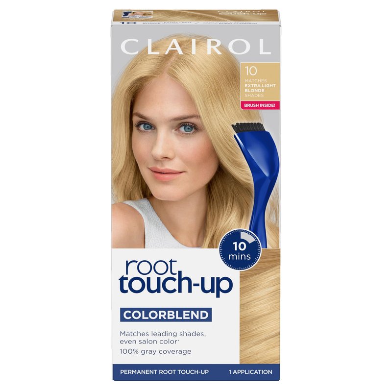 Clairol Root Touch-Up by Nice'n Easy Permanent Hair Dye, 10 Extra Light Blonde Hair Color | 100% Gray Coverage | Easy Brush Application | Matches Professional Salon Shades | Pack of 1