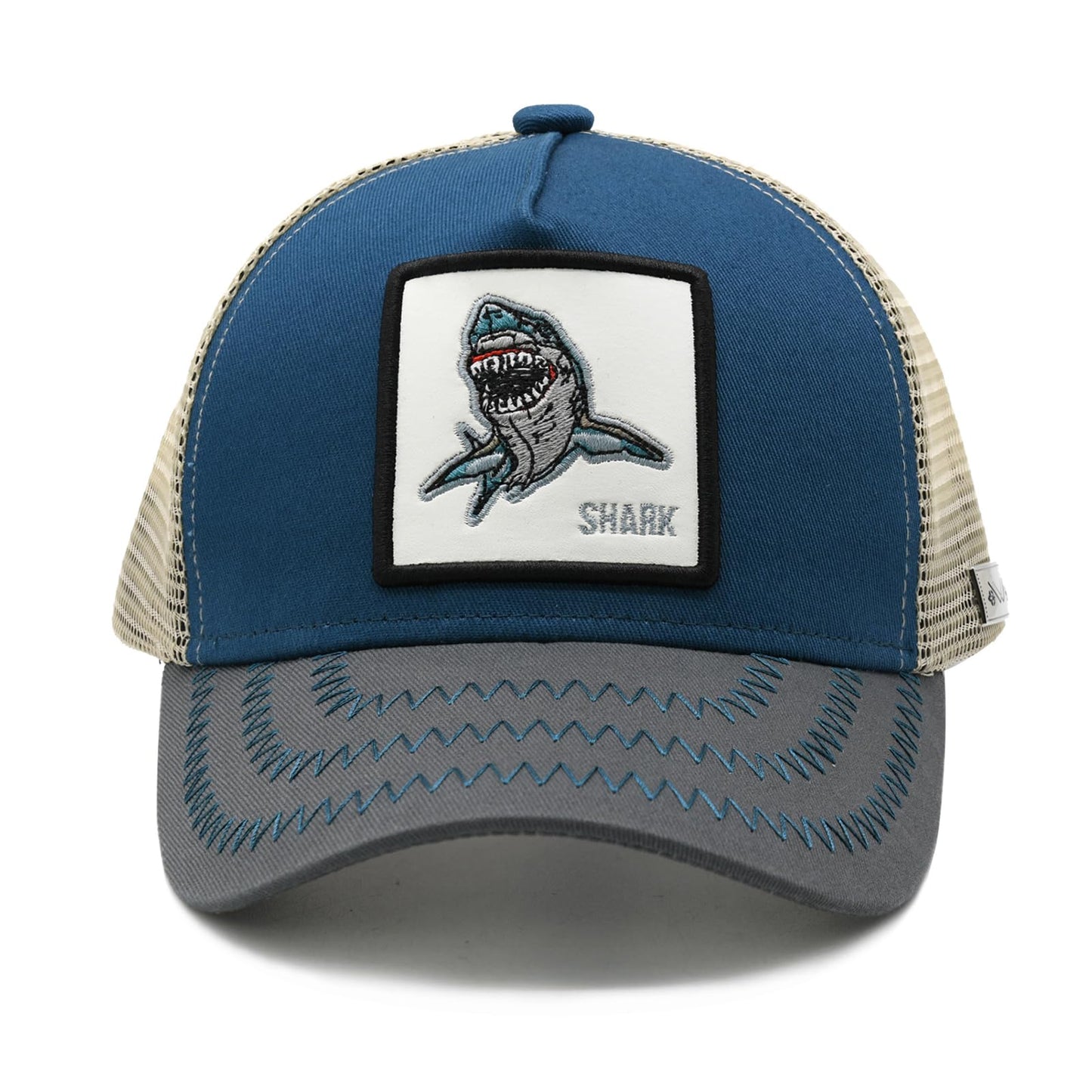 Wodeal Boys Shark Trucker Hat, Toddler Snapback Mesh Baseball Caps for Kids Ages 2-8 Blue