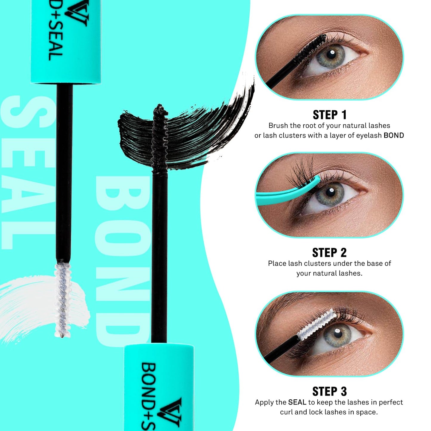 VAVALASH Lash Bond and Seal Waterproof Lash Glue 2 in 1 Long Lasting Lash Clusters Bond for Eyelash Extensions Strong Hold Waterproof Adhesive and Sealant DIY Lash Extension Glue