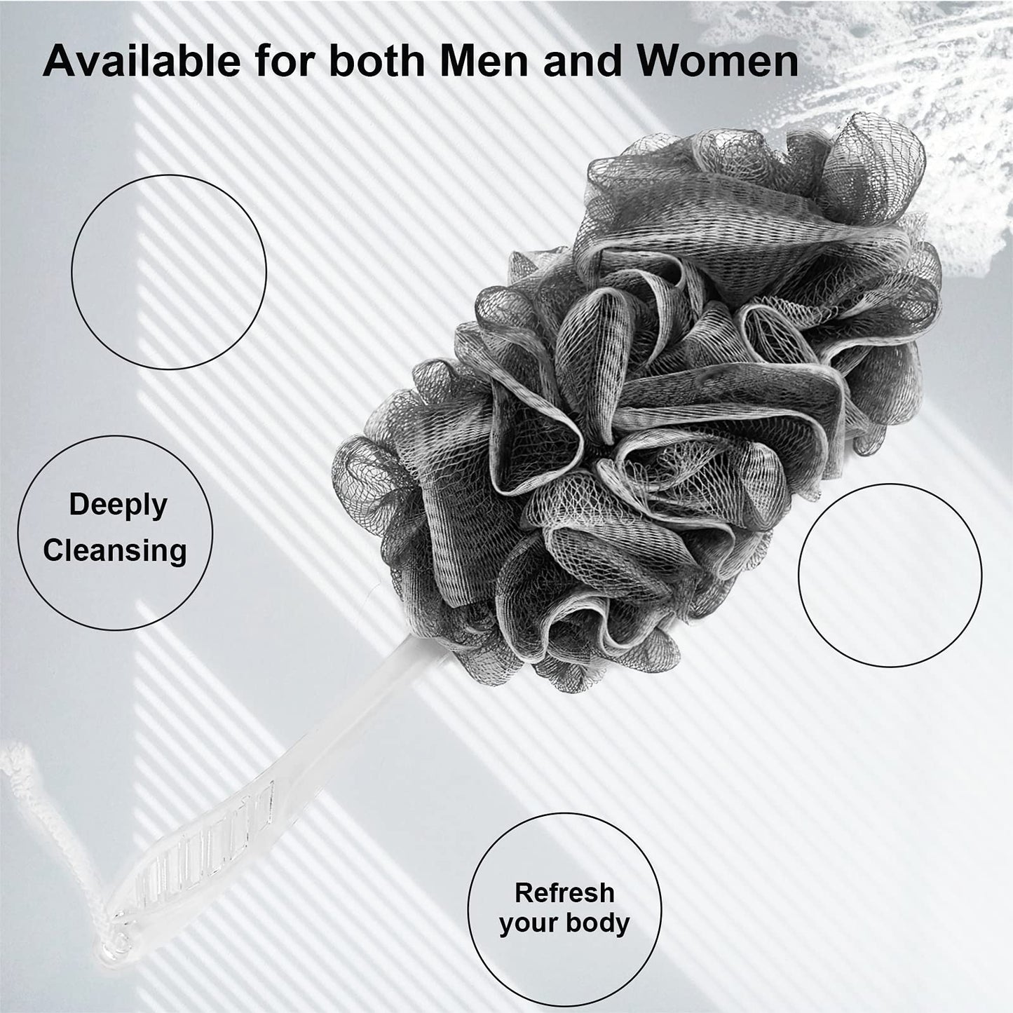PPHAO BASIC - Black, Yellow & Gray Loofah - Mens & Womens Back Scrubber - 18 Inch Long - 2 Pack