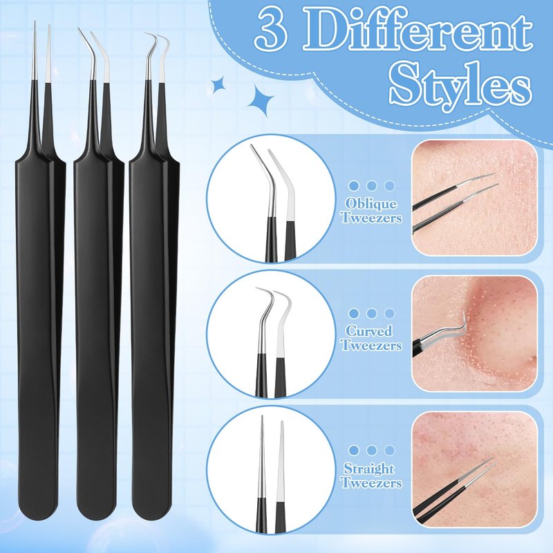 HairChrysm 9 PCS Blackhead Extraction Tool Kit, Blackhead Remover Tool Comedones Extractor Acne Removal Kit for Nose Face