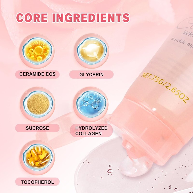 Skiennix Collagen Night Wrapping Mask - Hydrolyzed Peel-Off Facial Mask for Tightening & Hydration (Pink)